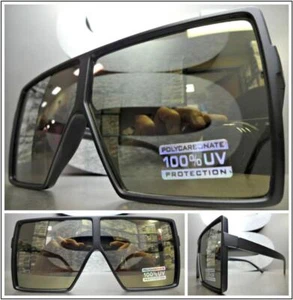 Oversized Exaggerated Modern Retro Shield Style SUNGLASSES Large Big Black Frame - Picture 1 of 10