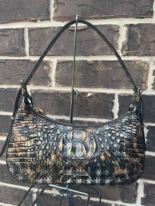 NWT $265 BRAHMIN Kyrie Untamed Melbourne houndstooth leopard Shoulder Bag lthr - Picture 1 of 5