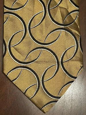 Corbata de cuello Bachrach dorada negra 100 % seda para hombre hecha en Italia Foto 1 de 4