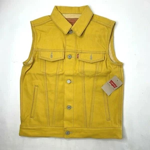NWT Levis Yellow Denim Vest Youth Size Small Button Front Sleeveless - Picture 1 of 4