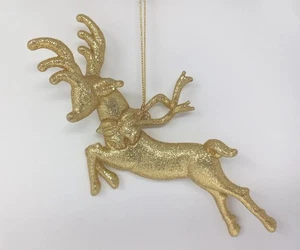 Reno Ciervo Adorno Navidad Oro Brillo Resina 6" - Imagen 1 de 6