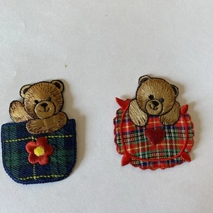 "Par de ositos de peluche a cuadros de hierro 2"" X 2,25""" - Imagen 1 de 3