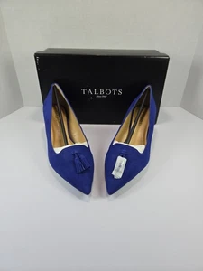Talbots Erica blaue Pfennigabsatz-Pumps mit Tassel Kind Wildleder Damenschuhe 7,5 M neu - Bild 1 von 12