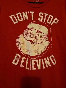 NWOT! Holiday Time Men’s “Don’t Stop Believing” Red  T-Shirt Size 3XL! - Picture 1 of 4