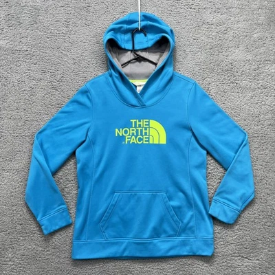 Sudadera con Capucha The North Face Para Mujer Grande Azul Pullover Polar Canguro Bolsillo Logo Foto 1 de 4