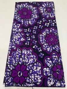 Polyester afrikanische Wachsdrucke Stoffe - lila Yamswurzel dunkelblau weiß violett - Bild 1 von 3