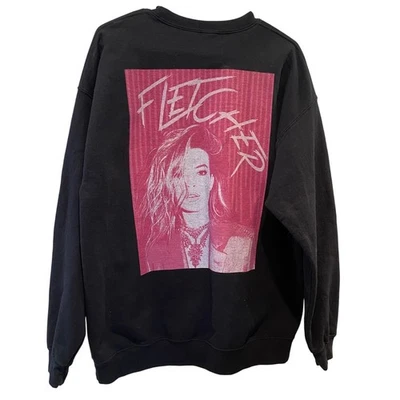 Gildan Fletcher Crewneck Sweatshirt Graphic Print Pullover Womens Large Black - Image 1 of 4