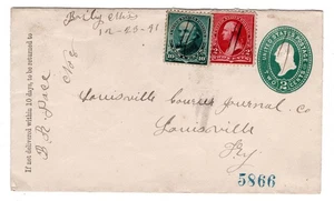 Bailey MS (Lauderdale) registrierte kleine Banknoten von 1891 + ganze nach Louisville KY - Bild 1 von 2