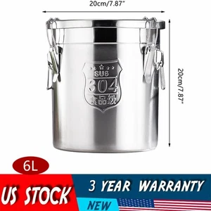 6 L Stainless Steel Airtight Canister, 1.3Gal Canisters Container with Lids HOT! - Picture 1 of 5