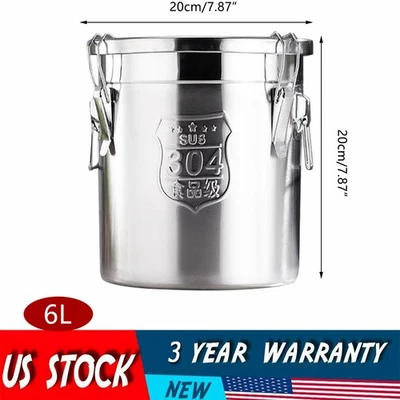 6 L Stainless Steel Airtight Canister, 1.3Gal Canisters Container with Lids HOT! - Image 1 of 4