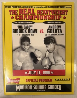 Riddick Bowe vs Andrew Golota Autographed Boxing Program (1996) MSG, NYC - Image 1 of 4