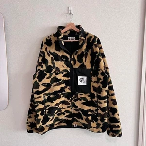 Giacca uomo Bape Fleece 1° giallo mimetico Boa full zip taglia XXL rara - Foto 1 di 7