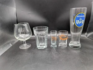5 Beer Glassware lot UFO DUVAL MAIC HAT HOEGAARDEN LARGE SHOT - Picture 1 of 5