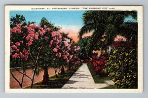 St Petersburg FL-Florida, Oleanders Vintage Souvenir Postcard - Picture 1 of 2