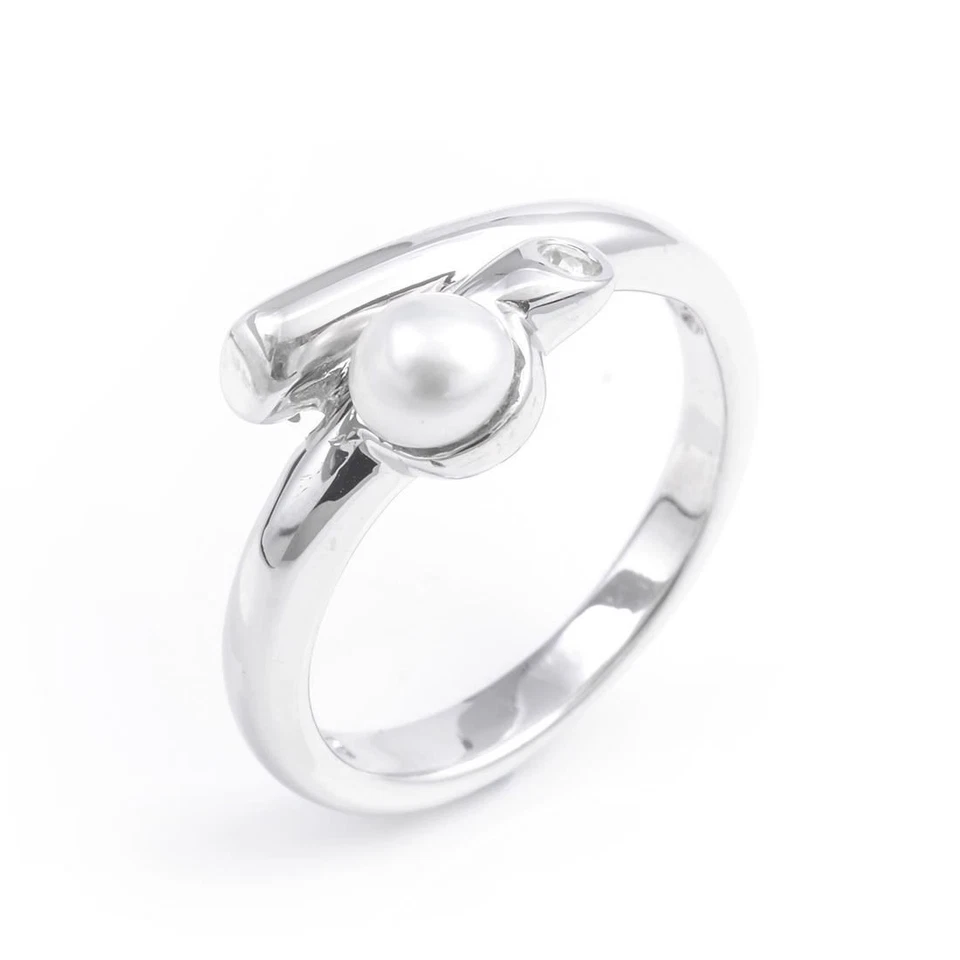 Silverly Anello Argento 925 Con Zirconi Brillanti E Perla - Immagine 1 di 4