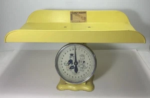 Antique Jacob Bros Yellow “Jay Bee” 30 lb Metal Baby Scale & Tray. Working. - Picture 1 of 13