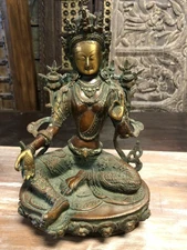 Tara Buddha Brass Statue Tibetan Buddhism Religious Goddess Buddhistva Idol
