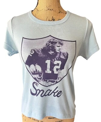 Camiseta Ken “Snake” Stabler Oakland Raiders De Colección 1977 Mediana Azul Abeto Foto 1 de 4
