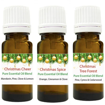 COSMETICS MADE EASY Christmas Pure Essential Oil Blends - Cheer, Tree or Spice! 10ml, 30ml, 100ml.