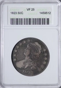 1823 Capped Bust Half Dollar ANACS VF25 Dark Patina Soap Box Holder ZZCFX - Picture 1 of 4