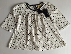 Nicole Miller Kids Youth Girls Polka Dots Flair Tunic Top Black/Ivory Sz. 6X - Picture 1 of 7