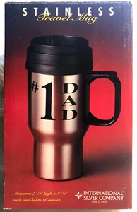 International Silver Company TRAVEL MUG Stainless Steel Mug #1 Dad 16oz - Picture 1 of 1