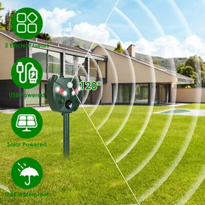 Outdoor Solar Power Ultrasonic Animal Repeller Repellent Garden Pest Cat Dog Fox - Picture 1 of 18