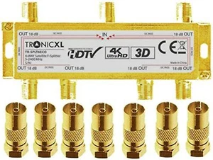 Distributore Antenna 6-fach Oro Coassiale Sat Splitter TV Via Cavo Switch - Zdjęcie 1 z 6
