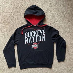 Ohio State Sweatshirt Mens Medium *Stain* Hoodie Black Fleece Buckeye Nation - Picture 1 of 12