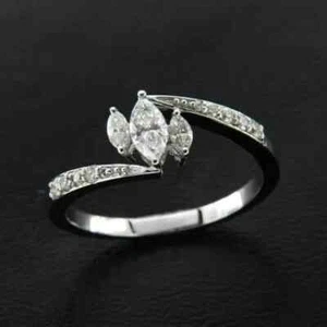 2Ct Marquise Cut Simulated Diamond Women Engagement Ring 14K White Gold Plated - Picture 1 of 8