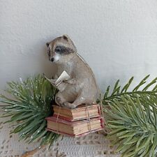 Cute reading Racoon Vintage Style Rare Unique Christmas Spun-Cotton Ornament