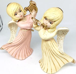 Ferienhaus 2 weibliche Engel Musik Mid Century Modern Keramik Figuren Vintage 12" - Bild 1 von 14