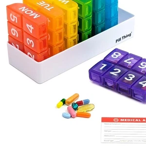 Weekly 8 Compartments Pill Organizer with Secure Tray - Easy Access Design - Picture 1 of 11