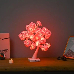 Rose Flower Tree Lamp 32 Led Rose Table Lamp Gift for Girls Woman Teens Home ... - Picture 1 of 4