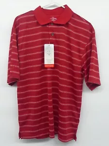 Champions Tour Medium M Tags Red White Black Striped Golf Mens Short Sleeve Polo - Picture 1 of 12
