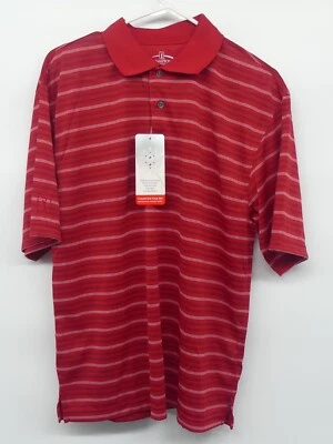 Champions Tour Medium M Tags Red White Black Striped Golf Mens Short Sleeve Polo - Image 1 of 4