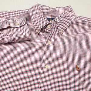 Ralph Lauren Hemd Herren Large blau rot kariert Fleisch Pony Button Down Classic Fit - Bild 1 von 11