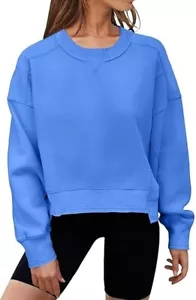 MEROKEETY Women's Oversized Cropped Sweatshirts Crewneck Fleece - Size: S - Picture 1 of 6