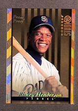 1997 Donruss Studio #42 Rickey Henderson Press Proof Gold Bad Corner