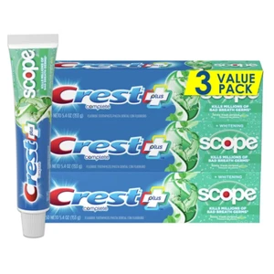 Crest + Scope Complete Whitening Toothpaste, Minty Fresh, 5.4 Oz (Pack of 3) - Picture 1 of 7