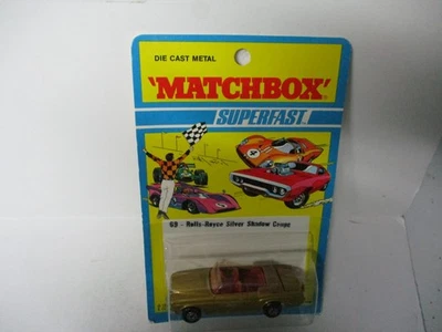 Matchbox Lesney Superfast SF69 Rolls Royce Coupe - золотистое и СТАЛЬНОЕ СЕРОЕ основание, карта - Изображение 1 из 2