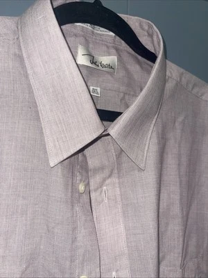 John Weitz 男式衬衫 18.5 长袖纽扣紫色灰色轻便 — 第 1/4 张图片