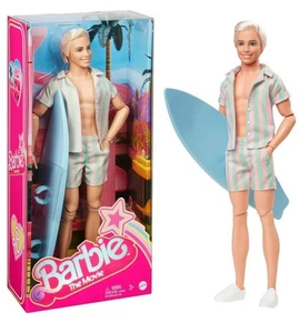 Barbie The Movie Ken Doll Wearing Pastel Striped Beach Matching Set (HPJ97) - Picture 1 of 5