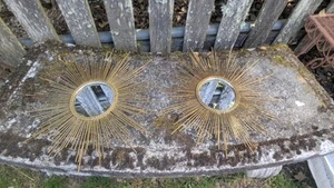 Pair Pier One Petite Gold Metal Starburst Mirrors 15 Inches - Picture 1 of 8