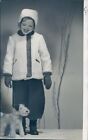 1943 WW2 Child Pretty Little Girl Furry Puppy Chinchara Cap Jacket Wool