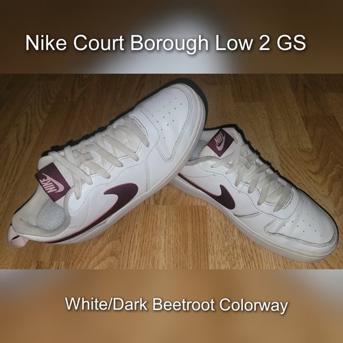 Nike Court Borough Low 2 GS BQ5448 120 bianco barbabietola scura scarpe sneakers 7 anni 7
