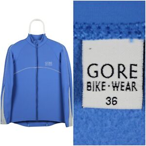Women's GORE BIKE WEAR Cycling Jacket Full Zip Blue Nylon Size 36