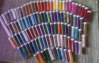 beaded job lot. 10 tubes . size 11/12 glass beads - Image 1 of 4