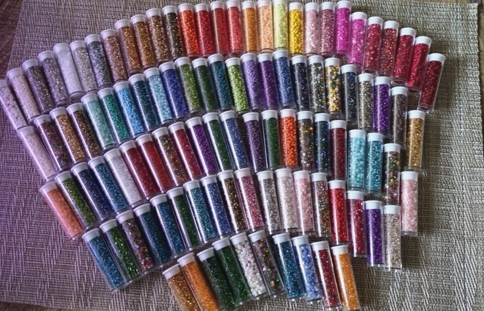 beaded job lot. 10 tubes . size 11/12 glass beads - Image 1 of 4