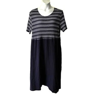 NWT Vintage Studio Ease Midi Dress Sz 26W Navy Blue Stripe Knit Top Cotton Skirt - Picture 1 of 8